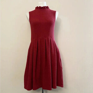 Anthropologie Ganni y2k burgundy fit & flare dress fall holiday small vintage